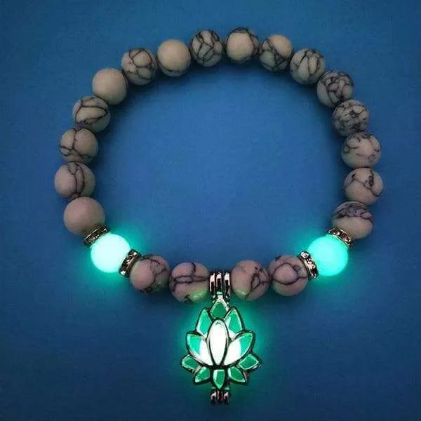 Natural Stone Glowing Prayer Beads Bracelet - Lotus Prayer