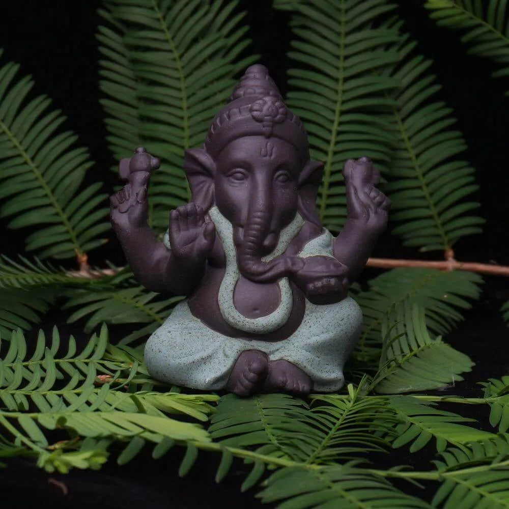 Ceramic Buddha Statues Purple sand Elephant God Figurines Home Decor Ganesha Mascot Decoration Flowerpot landscape Garden - Lotus Prayer