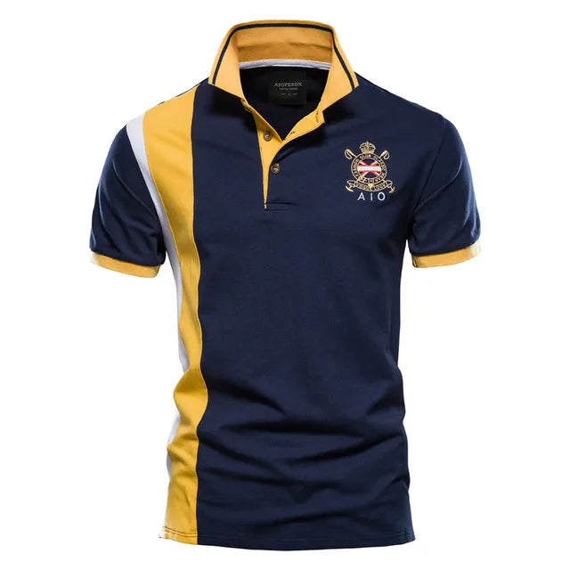 aaa aaa AIOPESON 100% Cotton Huy Hiệu Thêu Polo Áo Sơ Mi Nam Tay Ngắn Miếng Dán Cường Lực Nam Polo Chất Lượng Mùa Hè Thương Hiệu Nam quần Áo - Lotus Prayer