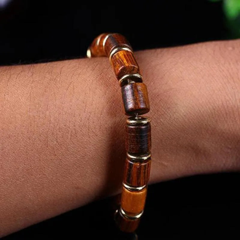 Nanmu Wooden Beaded Bracelet - Lotus Prayer