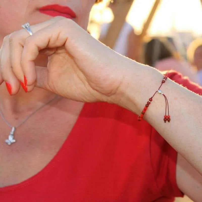 Handmade Red Rope Bracelet - Lotus Prayer