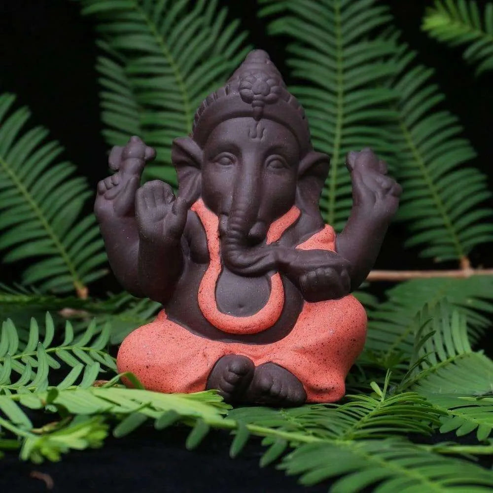 Ceramic Buddha Statues Purple sand Elephant God Figurines Home Decor Ganesha Mascot Decoration Flowerpot landscape Garden
