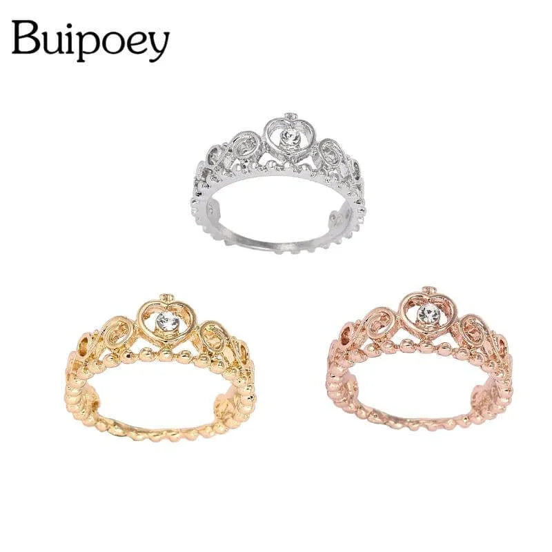 Buipoey Hot Sale New elegant Couple Rings For Women lovers Stackable Crown Rings For Men ladies Engagement wedding party Jewelry