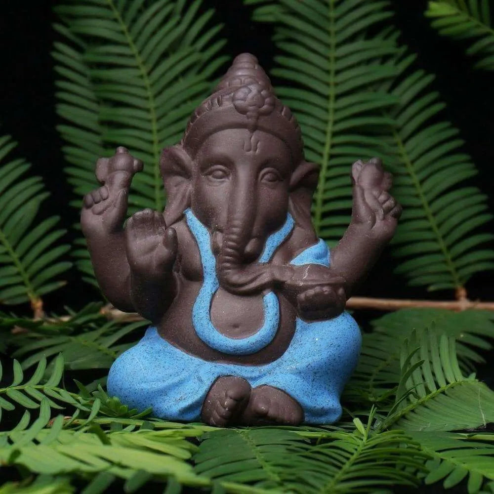 تماثيل بوذا من السيراميك تماثيل رمال أرجوانية على شكل فيل إله ديكور منزلي غانيشا تميمة ديكور زهور منظر طبيعي للحديقة