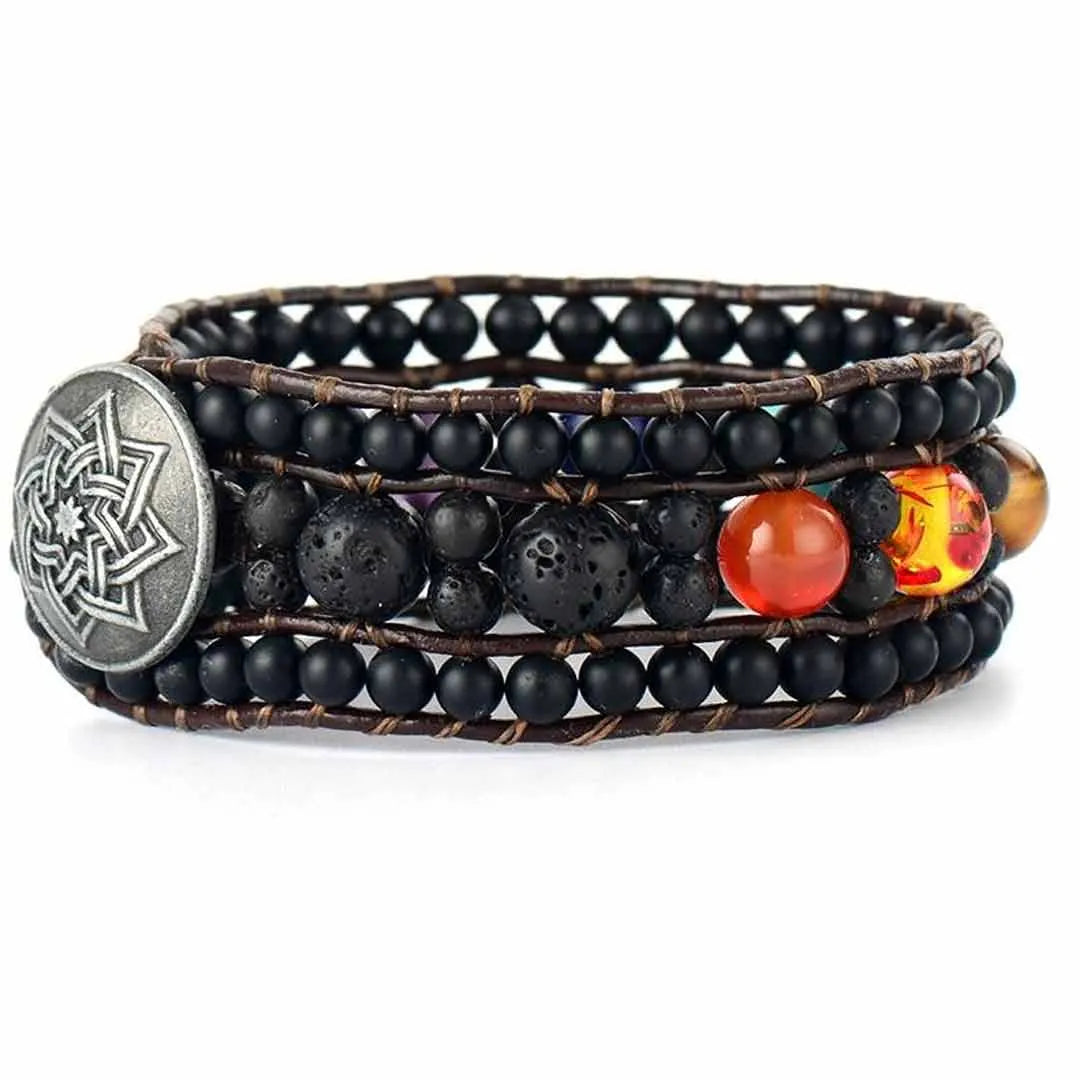 Onyx Lava Stone 7 Chakra Bracelet