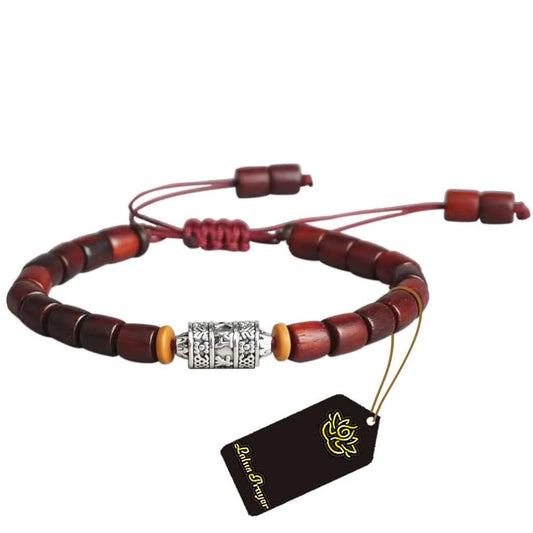 Tibetan Six Words Mantra Red Sanders Wood Bracelet
