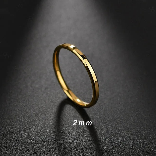 2020 6mm Titanium Steel Black Finger Rings Set For Man Silvery Plated Ring For Women Golden-color Jewelry Female Wedding Ring